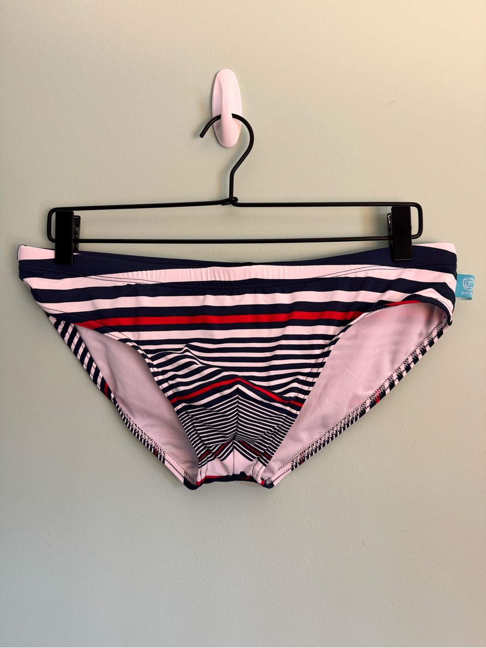 Men’s Timoteo Lakeshore Low Rise Swim Brief in Navy Stripe - Size XL (35-36)